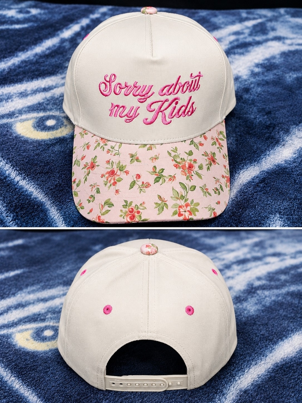 Sorry About My Kids Pink Floral Baseball Cap